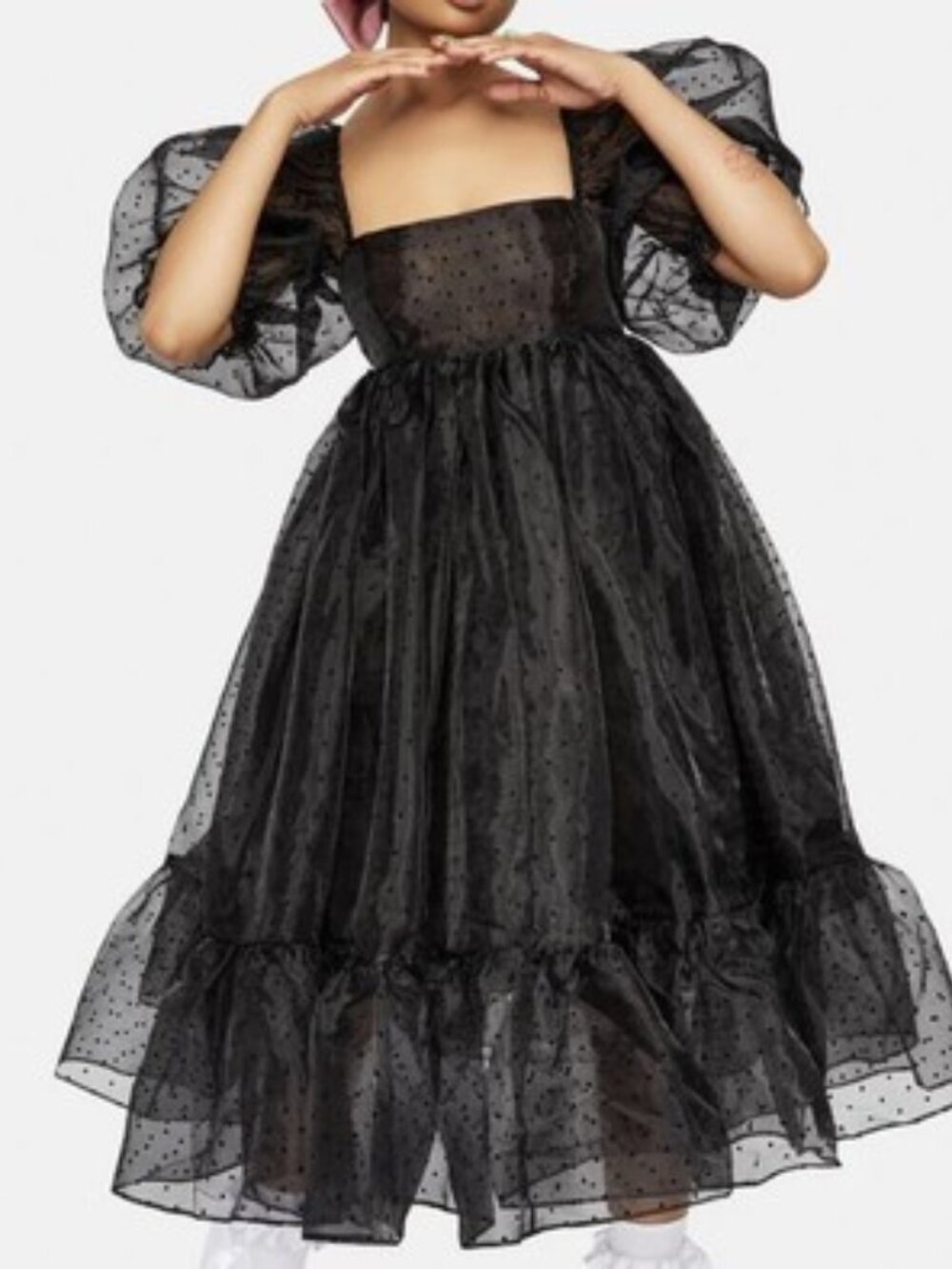 Selkie "The Caviar Dot" French Puff Dress